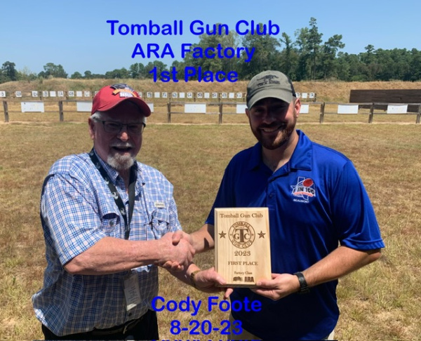 Cody with 1st Place Factory / Tomball Gun Club / 8-20-23